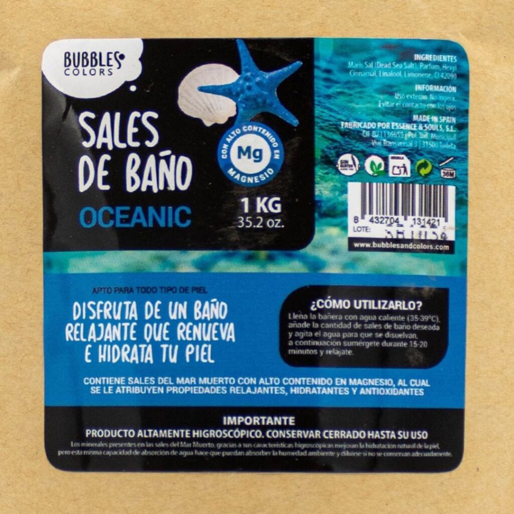 Sales de Baño ricas en Magnesio – Aroma OCEANIC (Marino) - Imagen 2