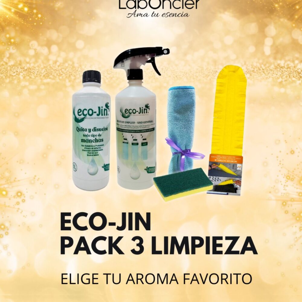 PACK 3 Limpieza ECOJIN+DIFUSOR+PLUMERO+BAYETA MICROFIBRA+ESTROPAJO CON ESPONJA
