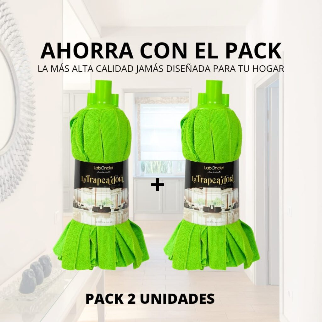 PACK DOBLE FREGONA TRAPEADORA MÁGICA