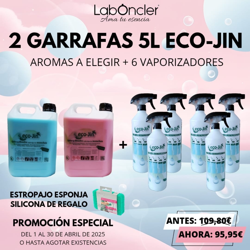 SET 2 BIDONES ECO-JIN A ELEGIR+6 DIFUSORES+ESTROPAJO DE SILICONA GRATIS