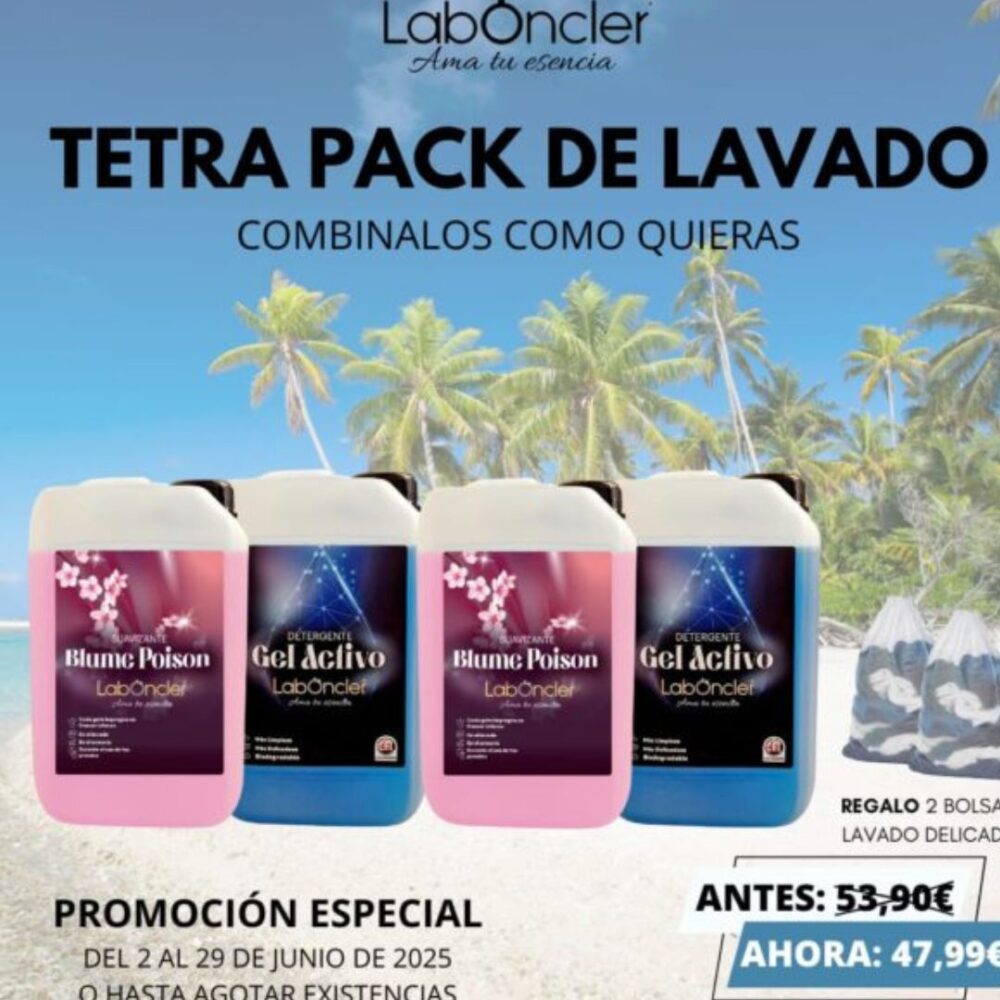 TETRA PACK DE LAVADO **Combinable**+2 BOLSAS DE LAVADORA