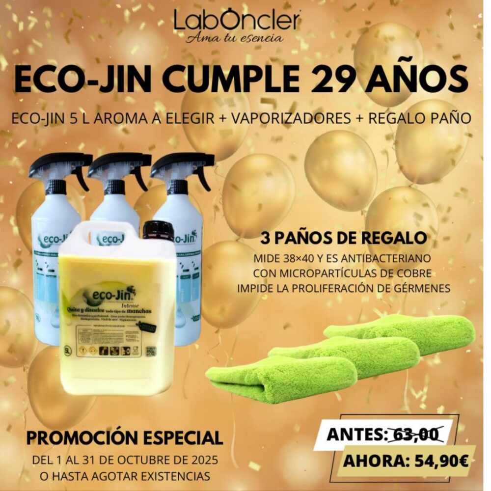 Eco-Jin BIDÓN 5 Litros aroma a elejir+3 difusores +3 regalo paño