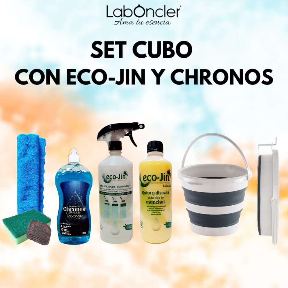SET CUBO PLEGABLE+CHRONOS A ELEGIR+ECO-JIN Y DIFUSOR+BAYETA MICROF.+ESTROPAJO ESPONJA+JABONOSO