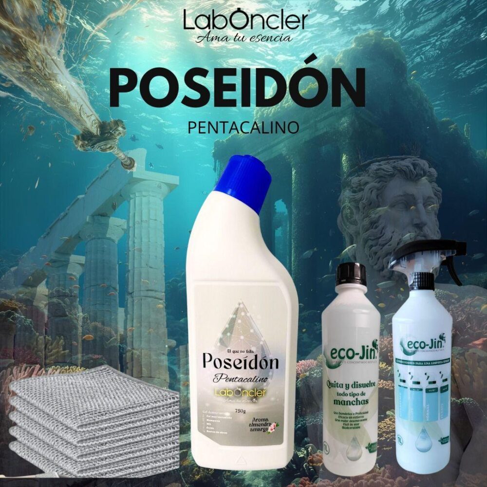 POSEIDON GEL DESINCRUSTANTE PARA WC Y MAS…1 ECO-JIN AROMA A ELEJIR + 1 DIFUSOR+BAYETA DE TITANIU DE REGALOI