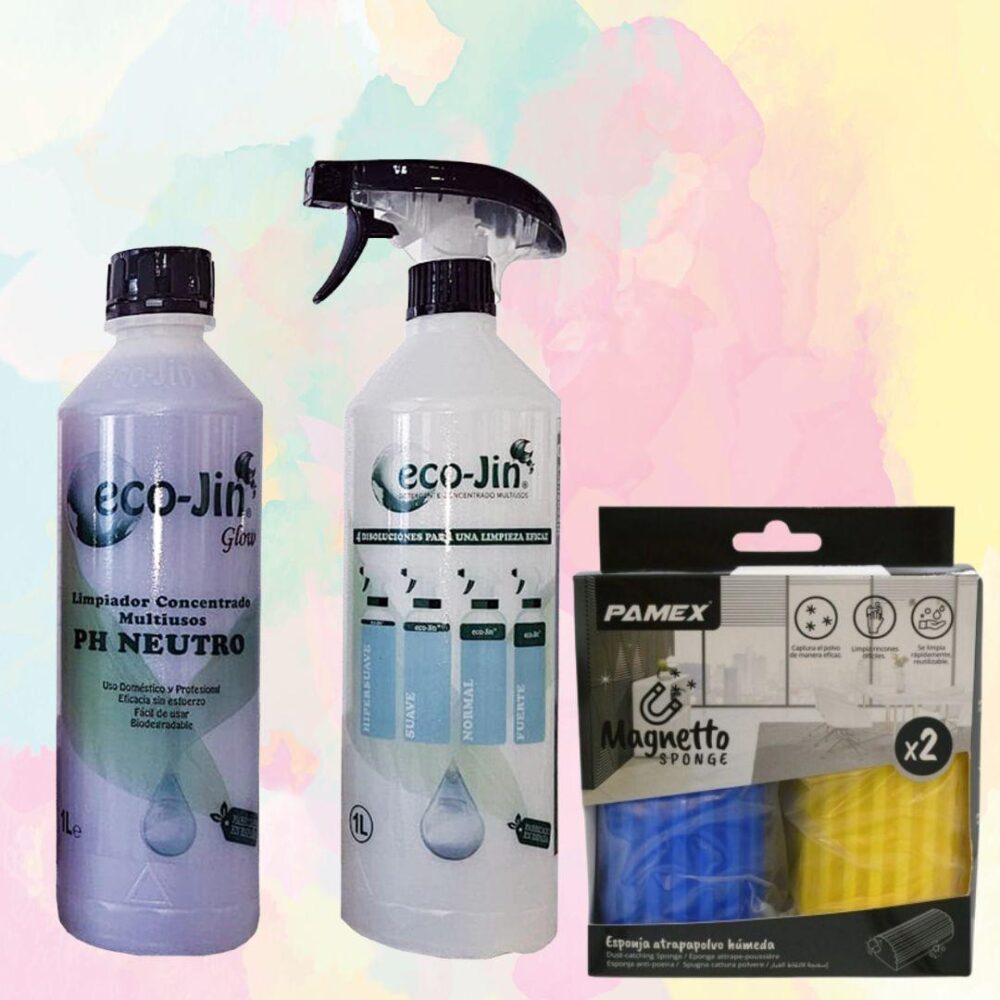 ECO-JIN LITRO +1 DIFUSOR  AROMA A ELEJIR+ 2 ESPONJA ATRAPAPOLVO PAMEX