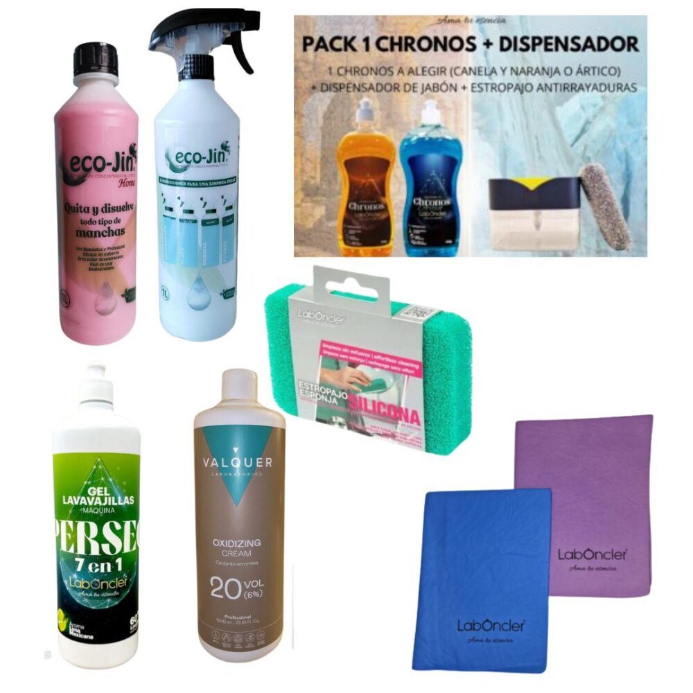 Eco-Jin Pack Eco-Jin+Difusor A Elejir+Oxige+Perseo+2 Splass+Chronos A Elejir+Dispensador+Esponja Silicona de regalo